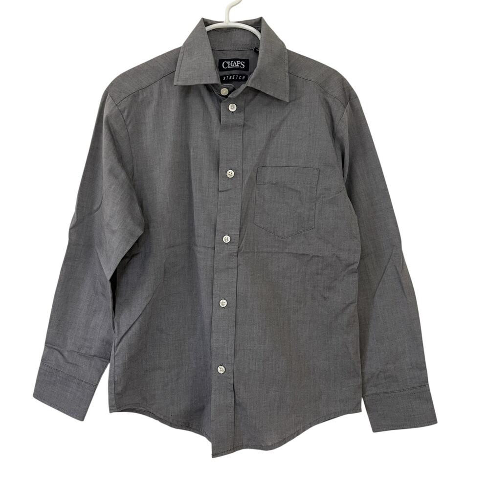 Chaps Stretch Boys‎ Button Down Collared Shirt Gray Size 8